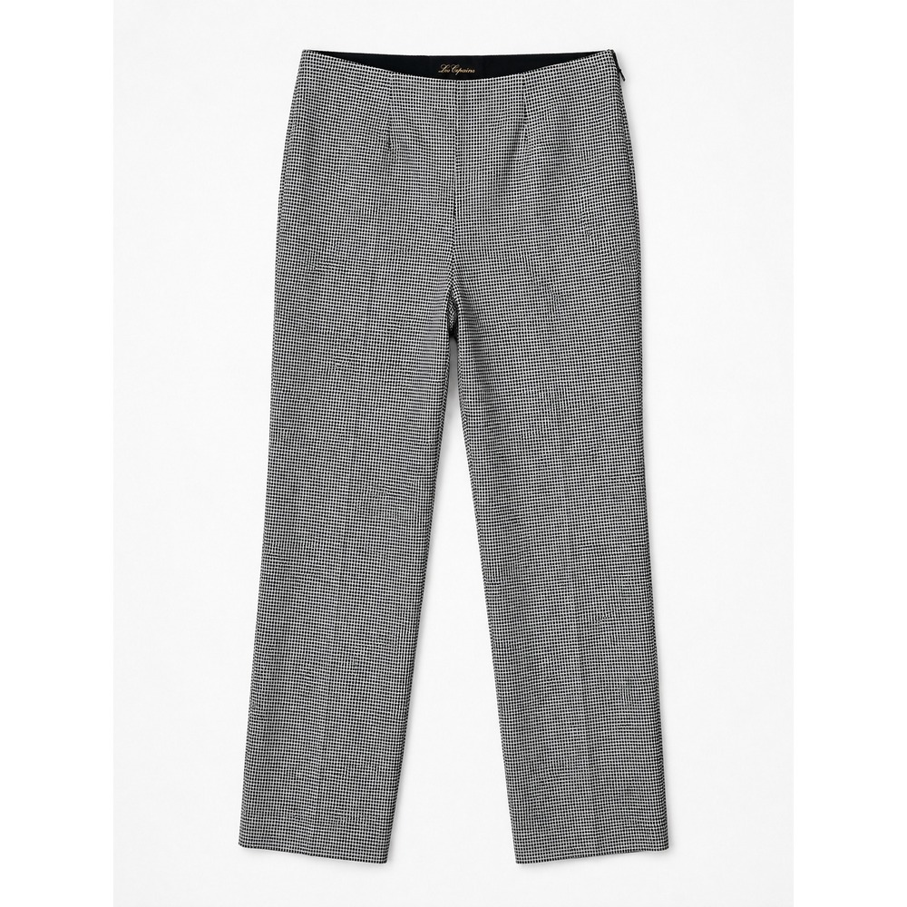Les Copains Women's Straight Leg Check Print Pants Black White Sz 42